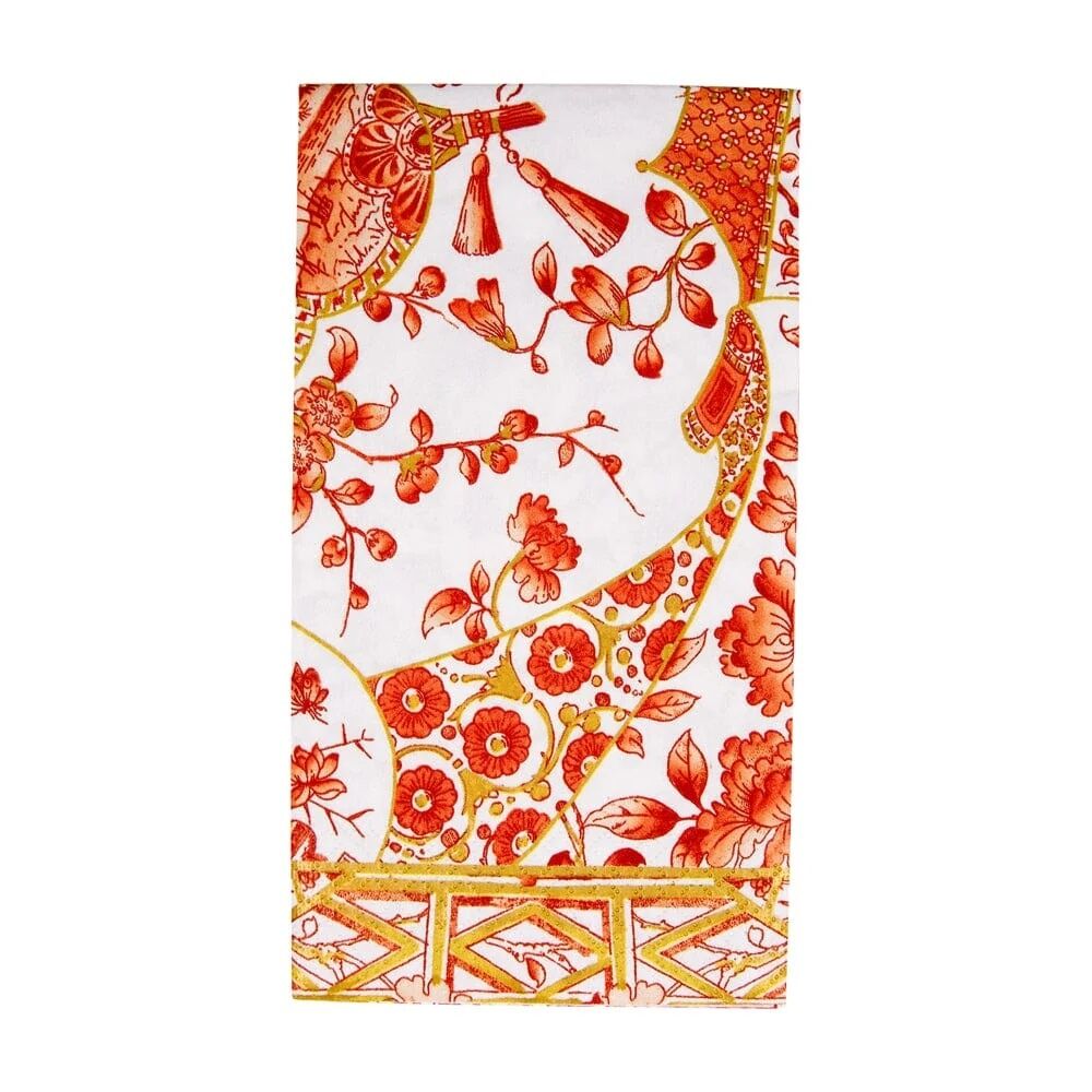 Gilded Porcelain Coral Guest Towel Napkins 15 Per Package