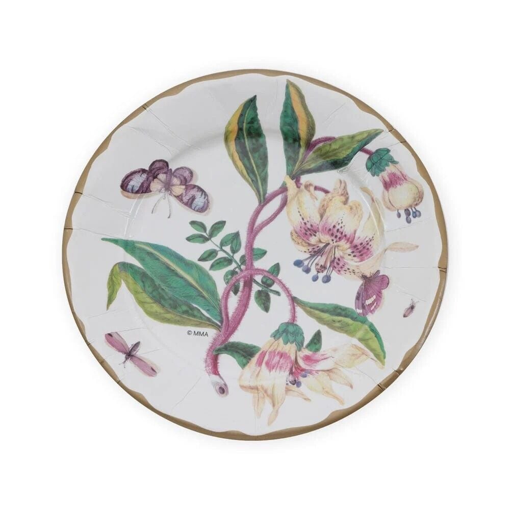 Porcelain Blooms Fildişi Kağıt Yemek Tabağı 8li Paket
