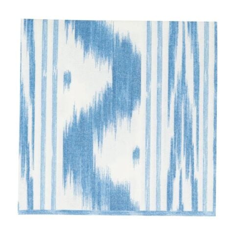 Toile De Nantes Blue Paper Linen Luncheon Napkins  15 Per Package