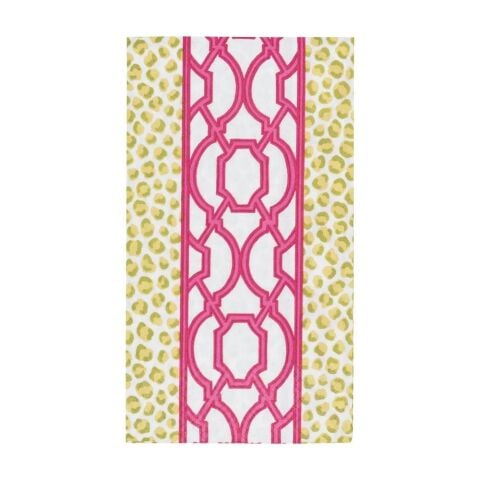 Knots And Spots Green & Fuchsia Guest Towel Napkins  15 Per Package