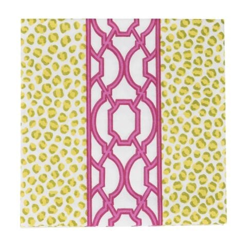 Knots And Spots Green & Fuchsia Luncheon Napkins  20 Per Package