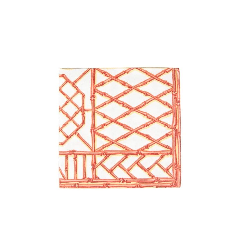 Bamboo Screen Coral Paper Linen Cocktail Napkins - 15 Per Package