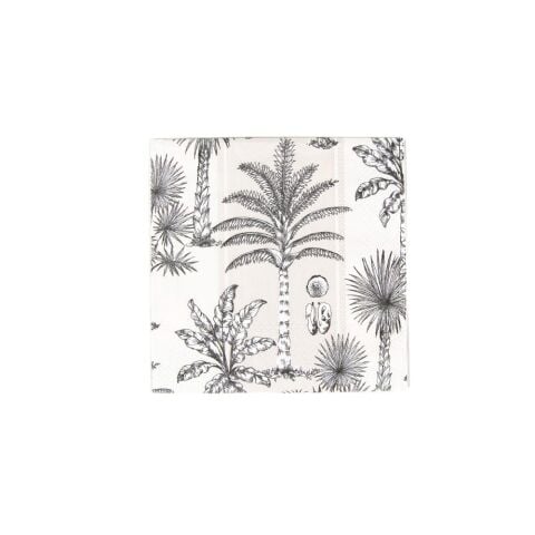 Southern Palms Flax & White Cocktail Napkins - 20 Per Package