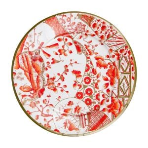 Gilded Porcelain Coral Paper Dinner Plates - 8 Per Package