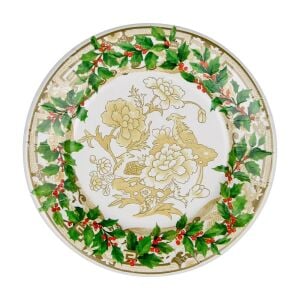 Holly Ceramic Ivory & Gold Paper Salad & Dessert Plates - 8 Per Package