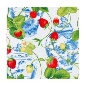 Strawberries And Cream Cocktail Napkins - 20 Per Package