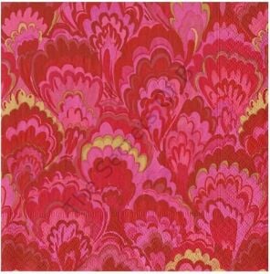 Marbled Ceramica Kırmızı ve Fuşya Öğle Yemeği Peçetesi 20 Öğle Yemeği Peçetesi