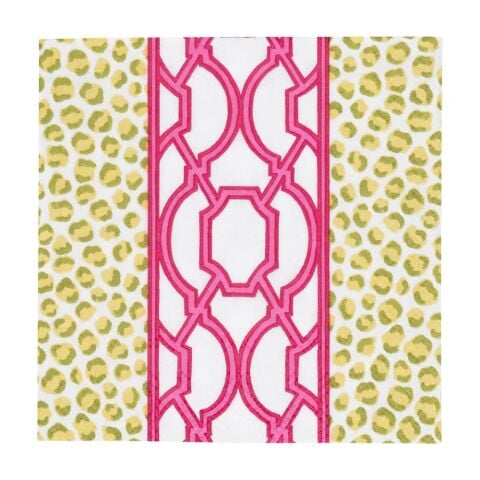 Knots And Spots Green & Fuchsia Cocktail Napkins - 20 Per Package