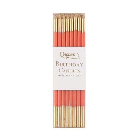 Slim Birthday Candles in Orange & Gold  16 Candles Per Package