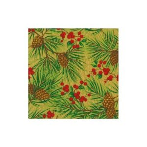 Evergreen and Berries Gold Cocktail Napkins - includes 20 Cocktail Napkins