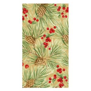 Evergreen And Berries Gold Guest Towels - includes 15 Guest Towels