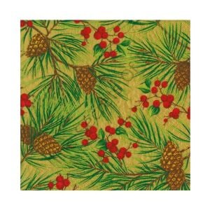 Evergreen And Berries Gold Öğle Yemeği Peçetesi 20 Öğle Yemeği Peçetesi