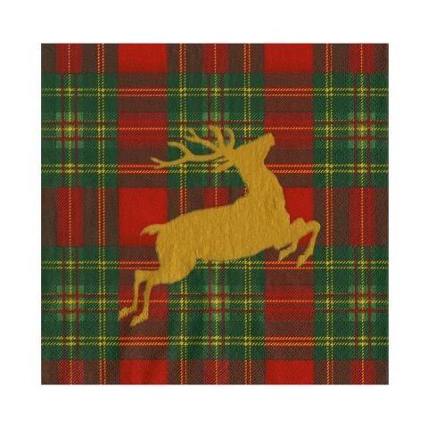 Reindeer Tartan Red Luncheon Napkins - includes 20 Luncheon Napkins