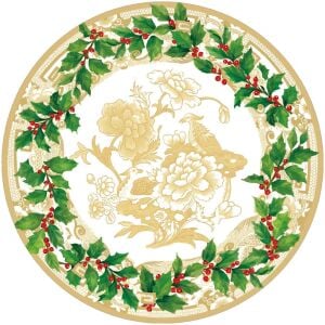 Holly Ceramic Ivory/Gold Hardback Placemat - 4 count