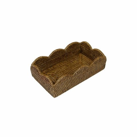 Rattan Scalloped Guest Towel Napkin Holders in Natural 1 Napkin Holder