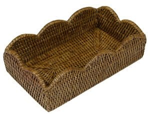 Rattan Scalloped Guest Towel Napkin Holders in Natural 1 Napkin Holder
