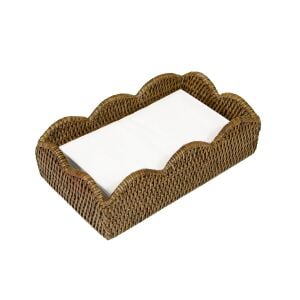 Rattan Scalloped Guest Towel Napkin Holders in Natural 1 Napkin Holder