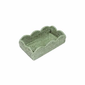 Rattan Dalgalı Kenarlı Misafir Peçeteliği Yeşil