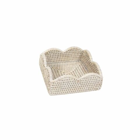 Rattan Scalloped Luncheon Napkin Holders in Cream  1 Napkin Holder