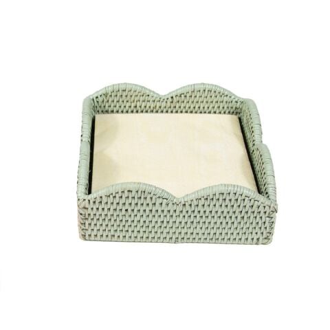 Rattan Scalloped Luncheon Napkin Holders in Green  1 Napkin Holder