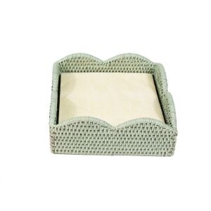 Rattan Scalloped Luncheon Napkin Holders in Green  1 Napkin Holder