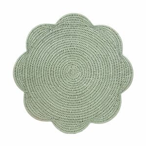 Rattan Scalloped Round Placemat in Green  1 Placemat