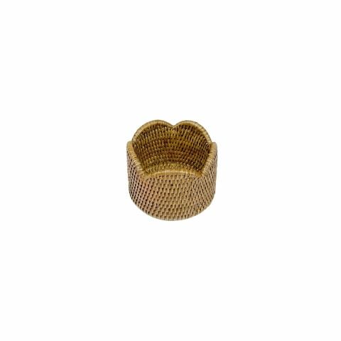 Rattan Scalloped Wine Coaster in Cream  1 Coaster