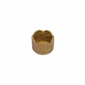 Rattan Scalloped Wine Coaster in Cream  1 Coaster