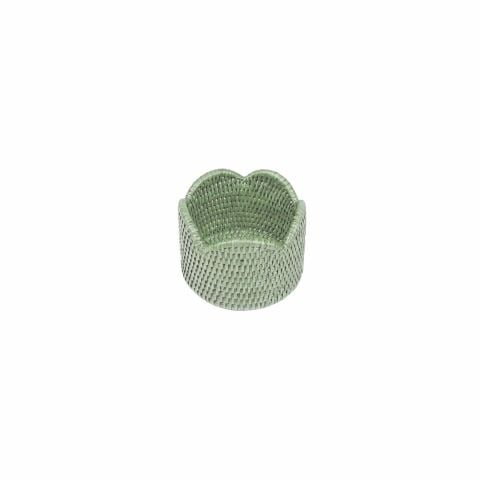 Rattan Scalloped Wine Coaster in Green  1 Coaster