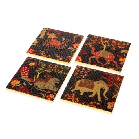 Le Jardin De Mysore Set Of 4 Lacquer Coaster  4'' Diameter