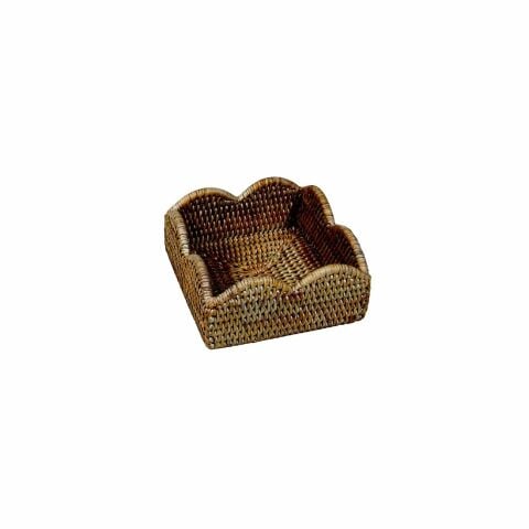 Rattan Scalloped Cocktail Napkin Holders in Natural - 1 Napkin Holder
