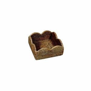 Rattan Scalloped Cocktail Napkin Holders in Natural - 1 Napkin Holder