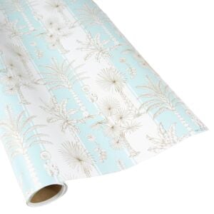 Southern Palms in Robin's Egg & White Gift Wrap  1 Continuous Roll of Wrapping Paper