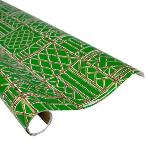 Bamboo Screen Green & Gold Gift Wrap  One 30'' X 8' Roll