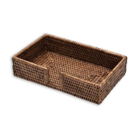Rattan Guest Towel Napkin Holder in Dark Natural - 1 Each