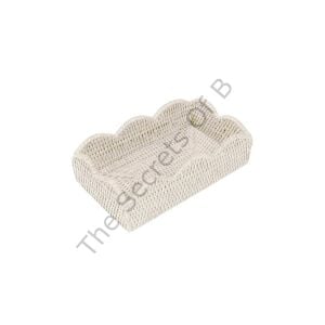 Rattan Dalgalı Kenarlı Misafir Peçeteliği Krem