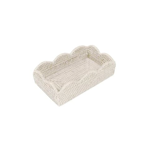 Rattan Scalloped Guest Towel Napkin Holders in Cream - 1 Napkin Holder