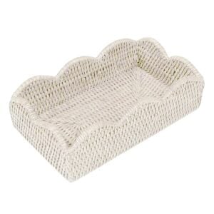 Rattan Scalloped Guest Towel Napkin Holders İn Cream 1 Napkin Holder