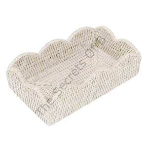 Rattan Dalgalı Kenarlı Misafir Peçeteliği Krem
