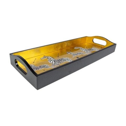 Zebras Gold Lacquer Trays  1 Each
