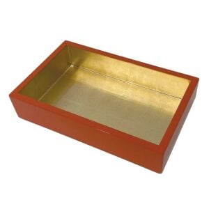 Coral With Gold Lacquer Guest Towel Napkin Holders
