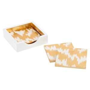 Modern Moiré Square Lacquer Coaster in Holder  Set of 4