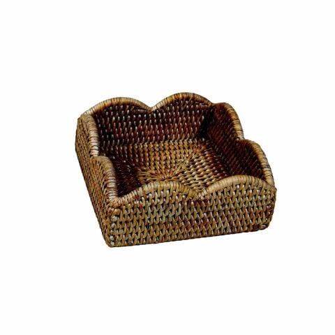 Rattan Scalloped Luncheon Napkin Holders in Natural - 1 Napkin Holder