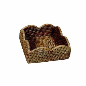 Rattan Scalloped Luncheon Napkin Holders in Natural - 1 Napkin Holder