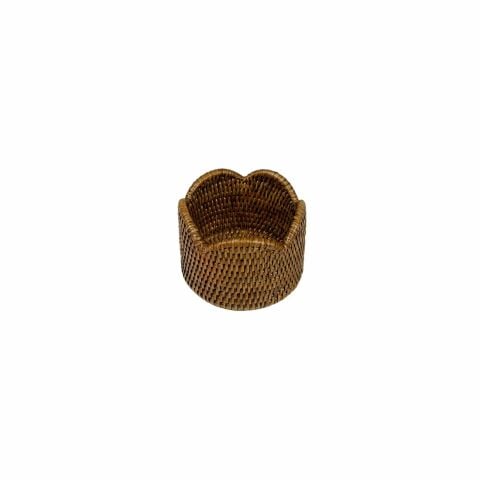 Rattan Scalloped Wine Coaster in Natural - 1 Coaster