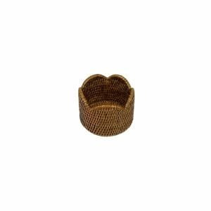 Rattan Scalloped Wine Coaster in Natural - 1 Coaster
