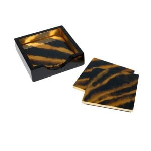 Go Wild Set Of 4 Lacquer Coasters - 4'' Diameter