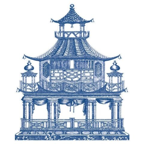 Chinoiserie Toile Pagoda Die-Cut Placemats 4 Each