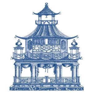 Chinoiserie Toile Pagoda Die-Cut Placemats 4 Each