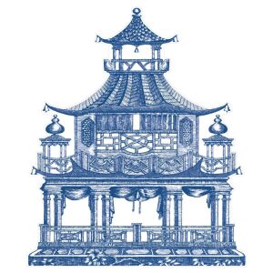 Chinoiserie Toile Pagoda Die-Cut Placemats 1 Each